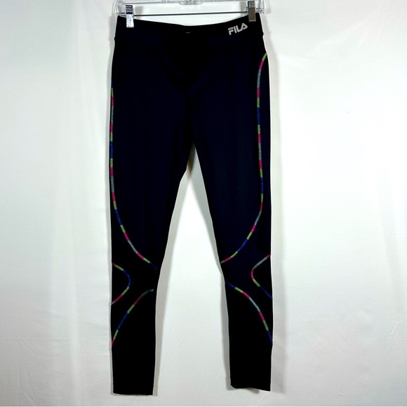 Pants - FILA Sport Black Running 3/4 Leggings with Multicolor Accents Women’s Small